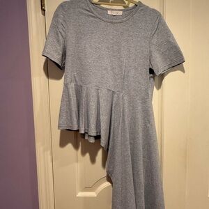Gray Asymmetrical Hem Women's Top